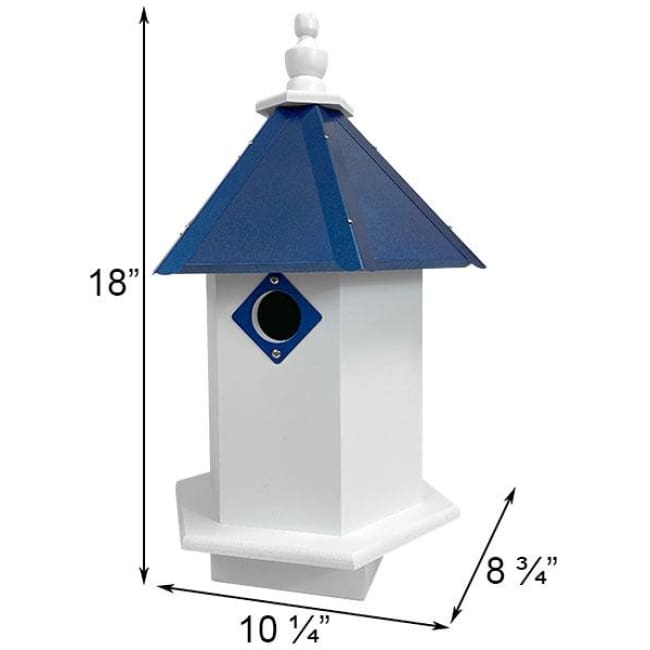 Bluebird Hexagonal Bird House with Cobalt Blue Roof