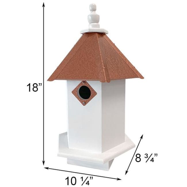 Bluebird Hexagonal Bird House with Hammered Copper Colored Roof