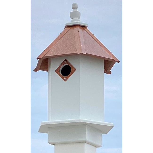 Bluebird Hexagonal Bird House with Hammered Copper Colored Roof