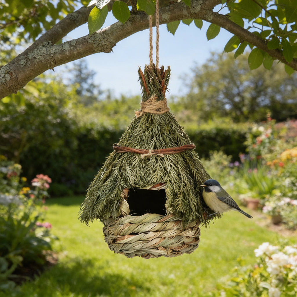 Boho Woven Birdhouse Outdoor Garden Nesting Hut - BIRDLOVER