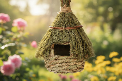 Boho Woven Birdhouse Outdoor Garden Nesting Hut - BIRDLOVER