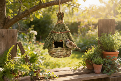Boho Woven Birdhouse Outdoor Garden Nesting Hut - BIRDLOVER