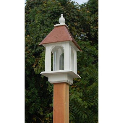 Camellia Bird Feeder with Hammered Copper Colored Metal Roof