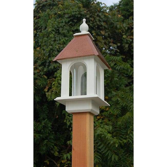 Camellia Bird Feeder with Hammered Copper Colored Metal Roof - BIRDLOVER