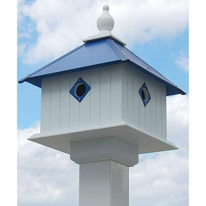 Carriage Bird House with Cobalt Blue Roof