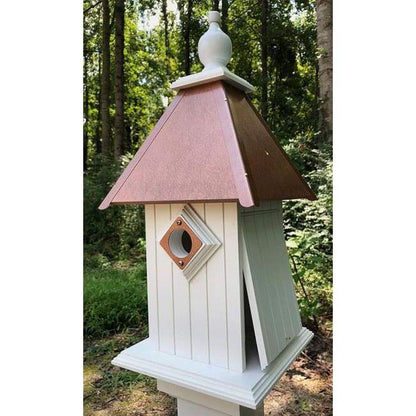 Cathedral Bird House with Hammered Copper Colored Metal Roof