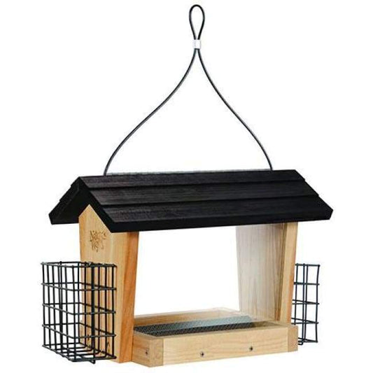 Cedar Hopper Bird Feeder with Suet Cages, Large - BIRDLOVER