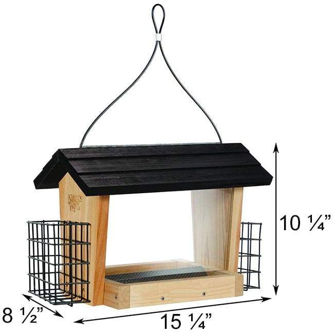 Cedar Hopper Bird Feeder with Suet Cages, Large