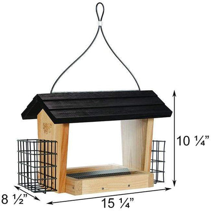 Cedar Hopper Bird Feeder with Suet Cages, Large