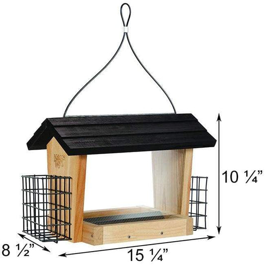 Cedar Hopper Bird Feeder with Suet Cages, Large - BIRDLOVER