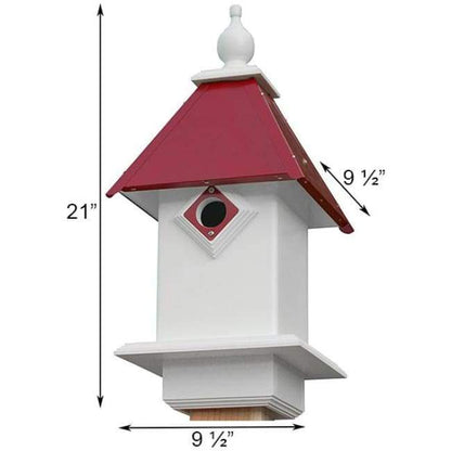Classic Bluebird House with Merlot Red Roof
