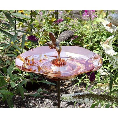 Copper Colored Hummingbird Bird Bath and Stake