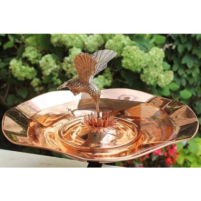 Copper Colored Hummingbird Bird Bath and Stake