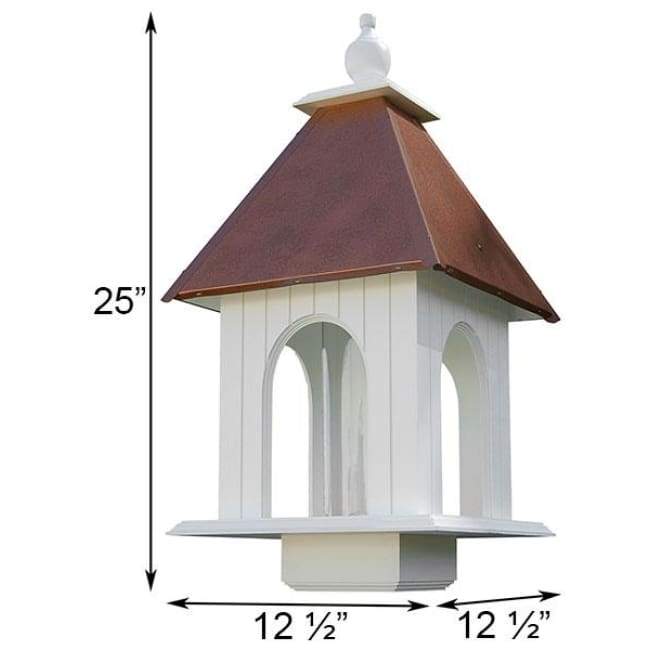 Dogwood Bird Feeder with Hammered Copper Colored Metal Roof