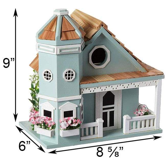 Flower Pot Cottage Bird House, Blue