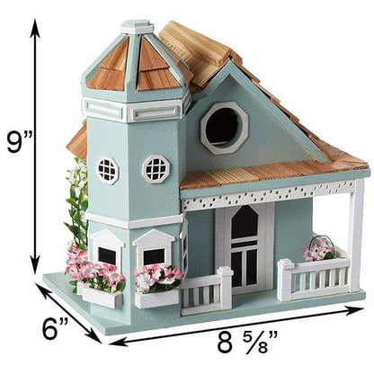 Flower Pot Cottage Bird House, Blue