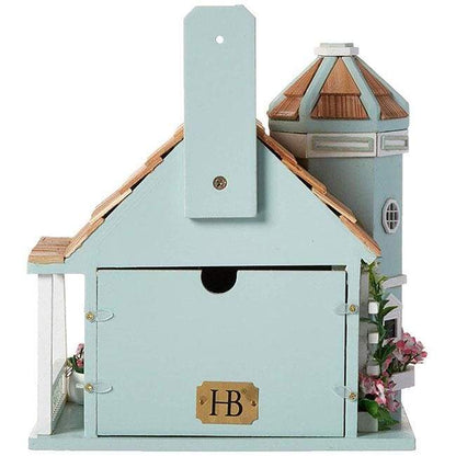 Flower Pot Cottage Bird House, Blue