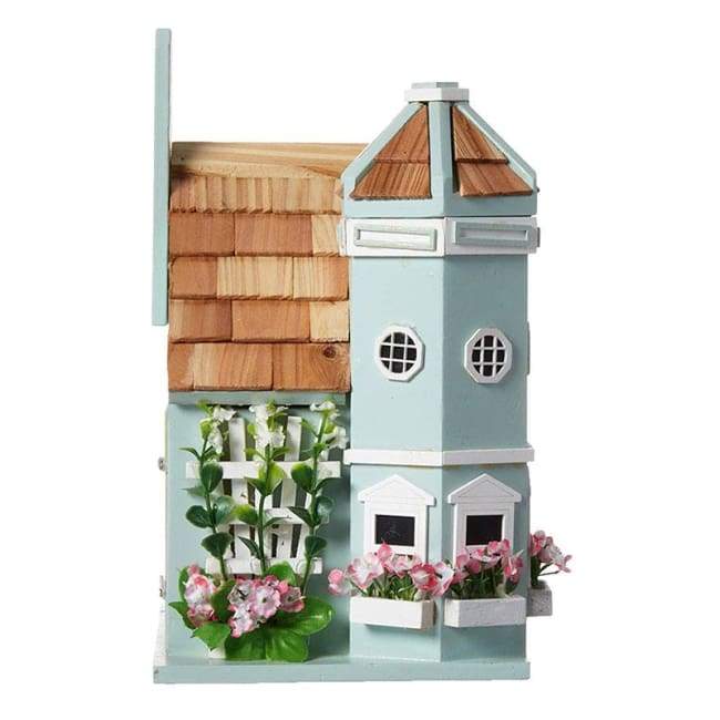 Flower Pot Cottage Bird House, Blue