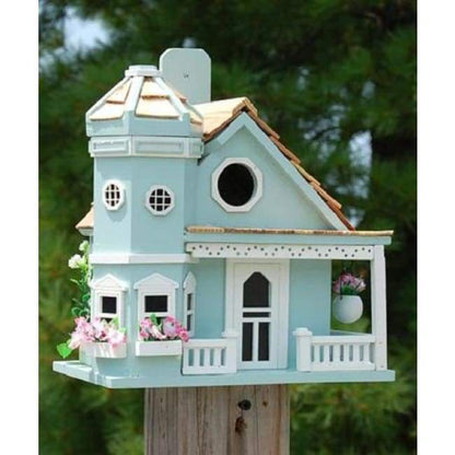 Flower Pot Cottage Bird House, Blue