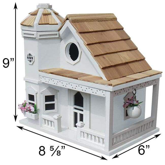 Flower Pot Cottage Bird House, White