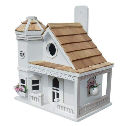Flower Pot Cottage Bird House, White