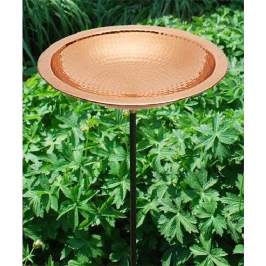 Hammered Copper Colored Metal Bird Bath and Stake - BIRDLOVER