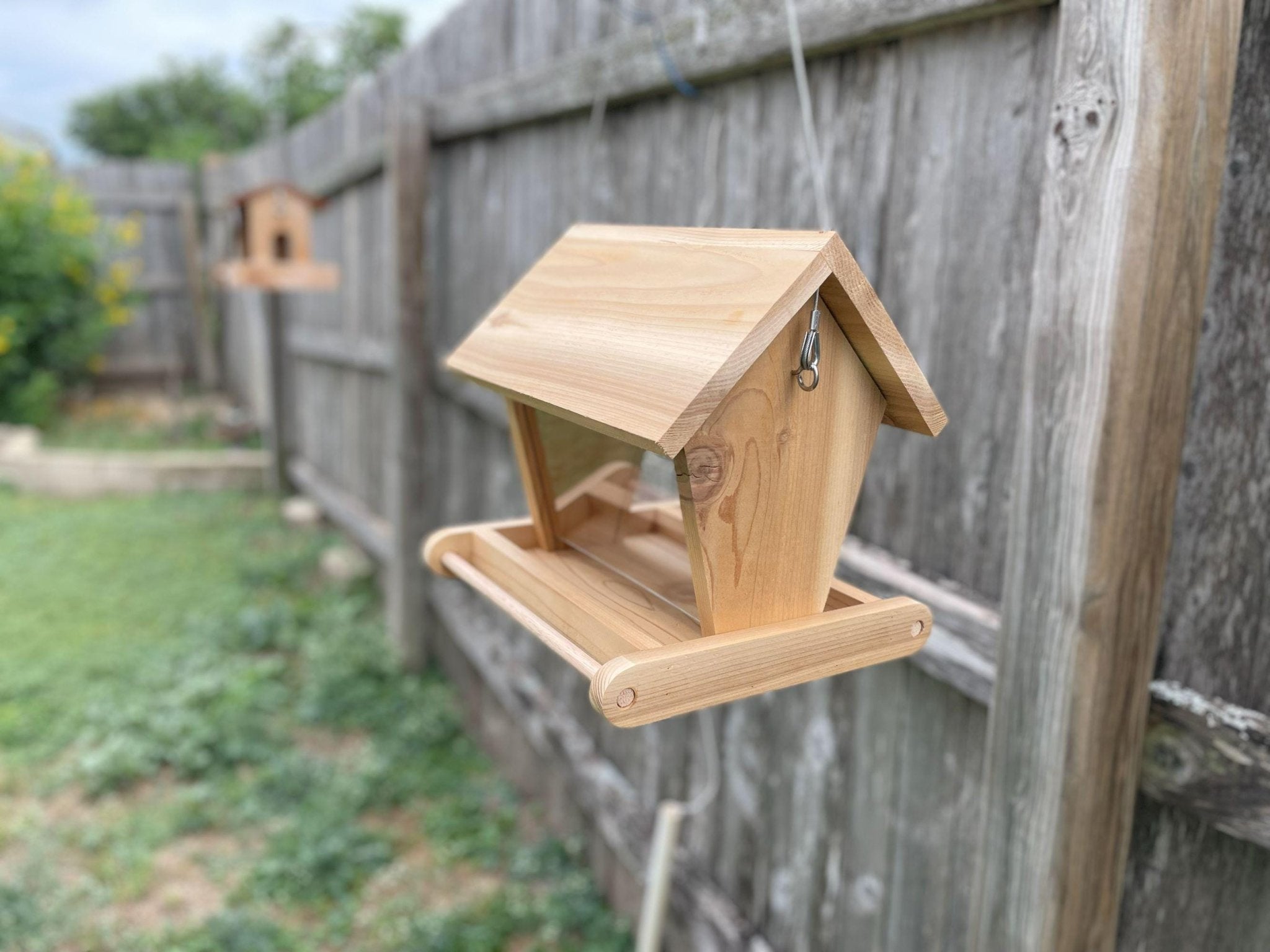 Handcrafted Cedar Hanging Bird Feeder - 3lb Capacity - BIRDLOVER