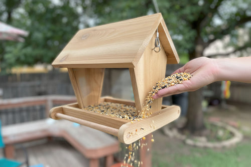 Handcrafted Cedar Hanging Bird Feeder - 3lb Capacity - BIRDLOVER