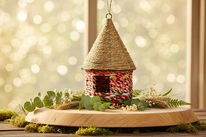 Handcrafted Octagonal Recycled Cotton Birdhouse: Colorful Garden Nester - BIRDLOVER