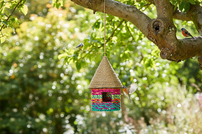 Handcrafted Octagonal Recycled Cotton Birdhouse: Colorful Garden Nester - BIRDLOVER