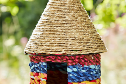 Handcrafted Octagonal Recycled Cotton Birdhouse: Colorful Garden Nester - BIRDLOVER