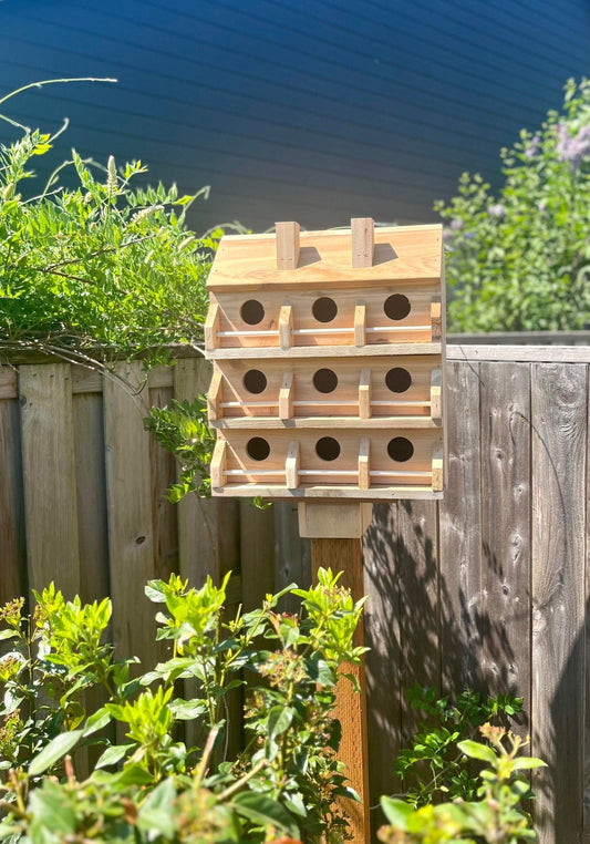 Handmade Cedar 9 - Hole Birdhouse — Luxury Bird Condo - BIRDLOVER