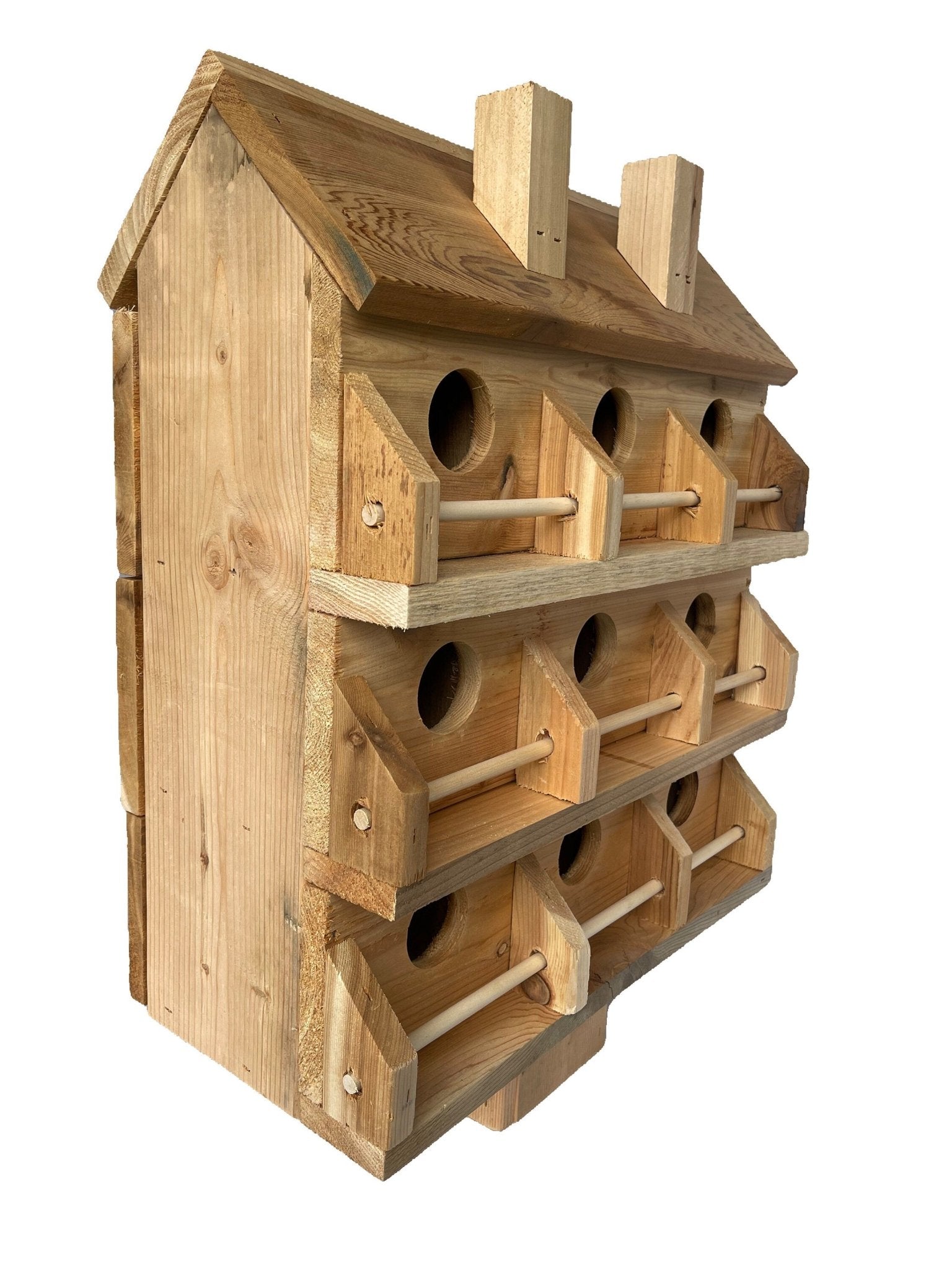 Handmade Cedar 9 - Hole Birdhouse — Luxury Bird Condo - BIRDLOVER