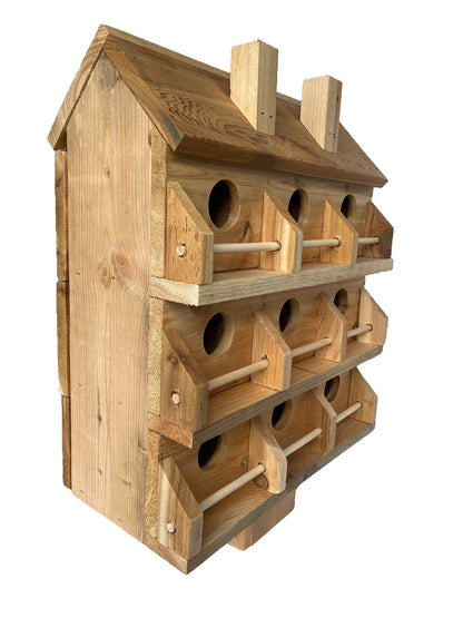 Handmade Cedar 9 - Hole Birdhouse — Luxury Bird Condo - BIRDLOVER
