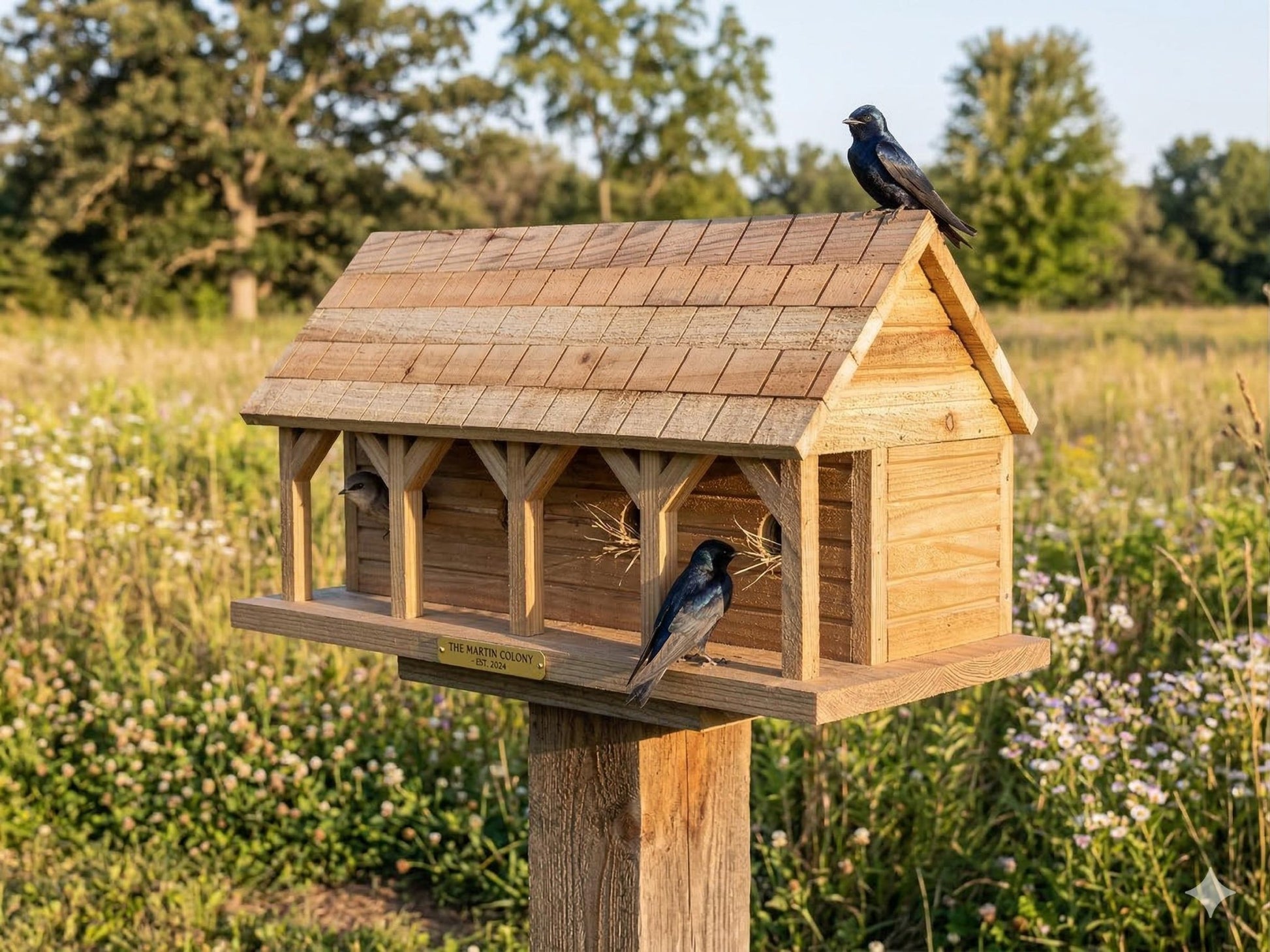 Handmade Cedar Birdhouse — Weather Resistant Outdoor Nesting Box - BIRDLOVER