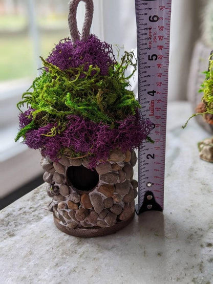 Handmade Stone Birdhouse — Moss Covered Fairy House - BIRDLOVER