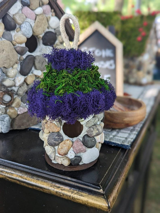 Handmade Stone Birdhouse — Moss Covered Fairy House - BIRDLOVER