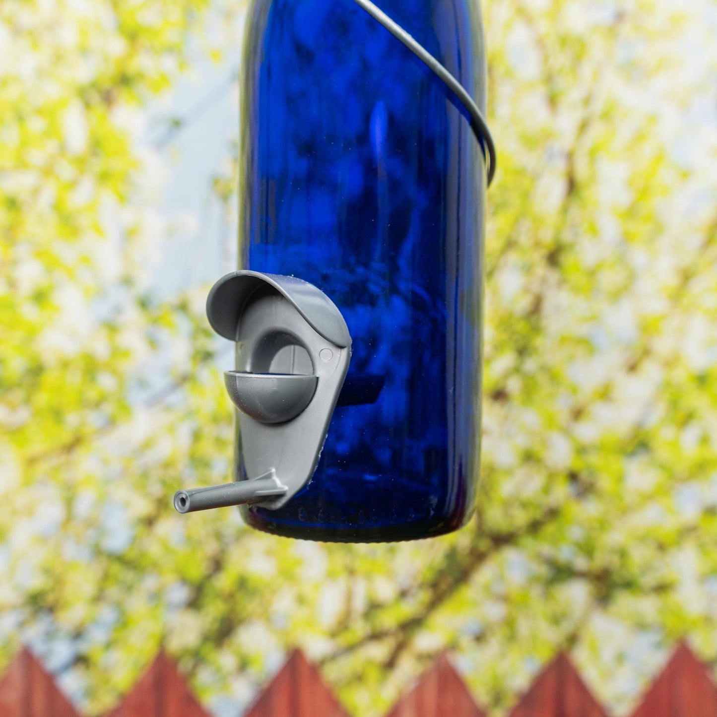 Handmade Wine Bottle Bird Feeder: Upcycled Garden Decor Lots of ColorTrim Options - BIRDLOVER