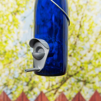 Handmade Wine Bottle Bird Feeder: Upcycled Garden Decor Lots of ColorTrim Options - BIRDLOVER