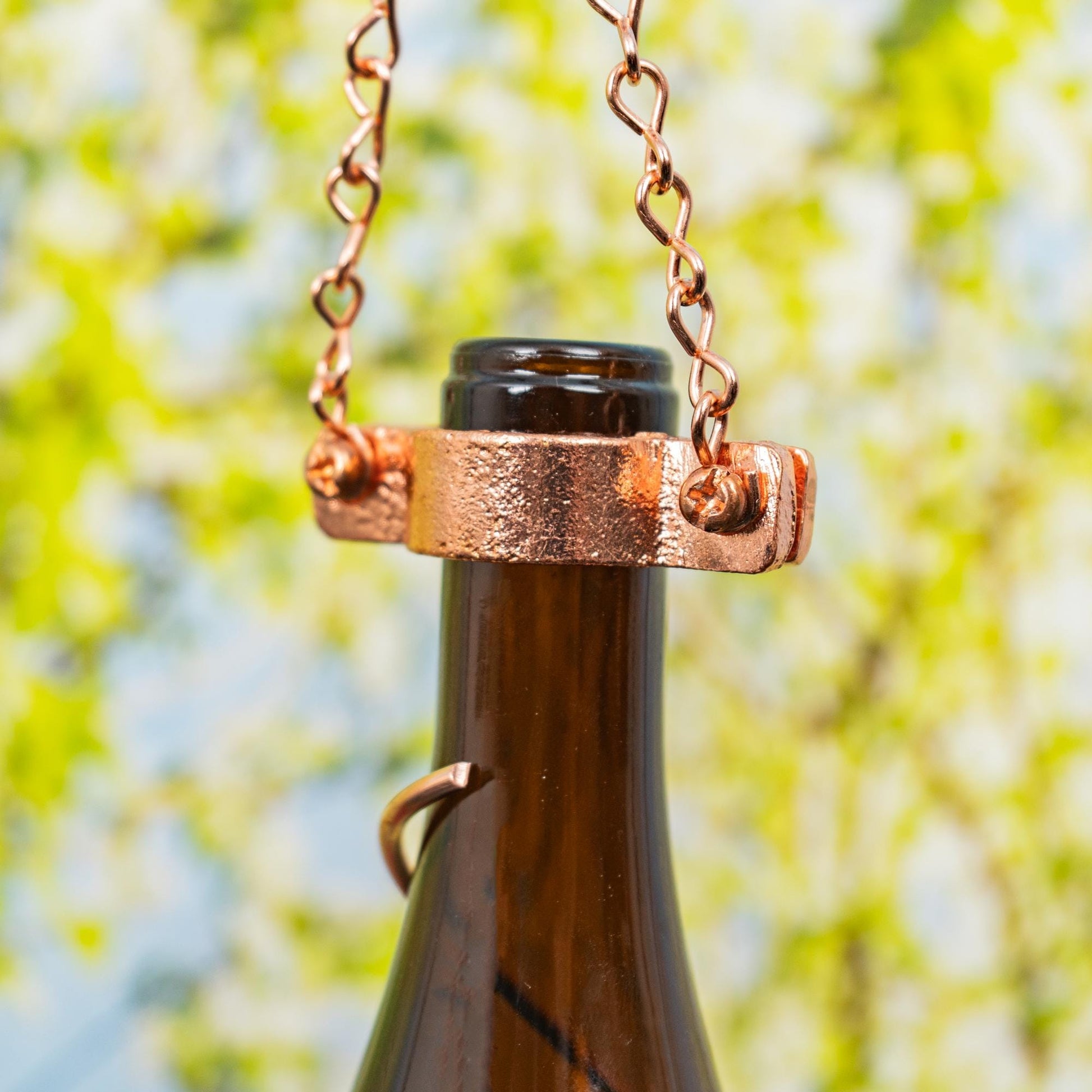 Handmade Wine Bottle Bird Feeder: Upcycled Garden Decor Lots of ColorTrim Options - BIRDLOVER