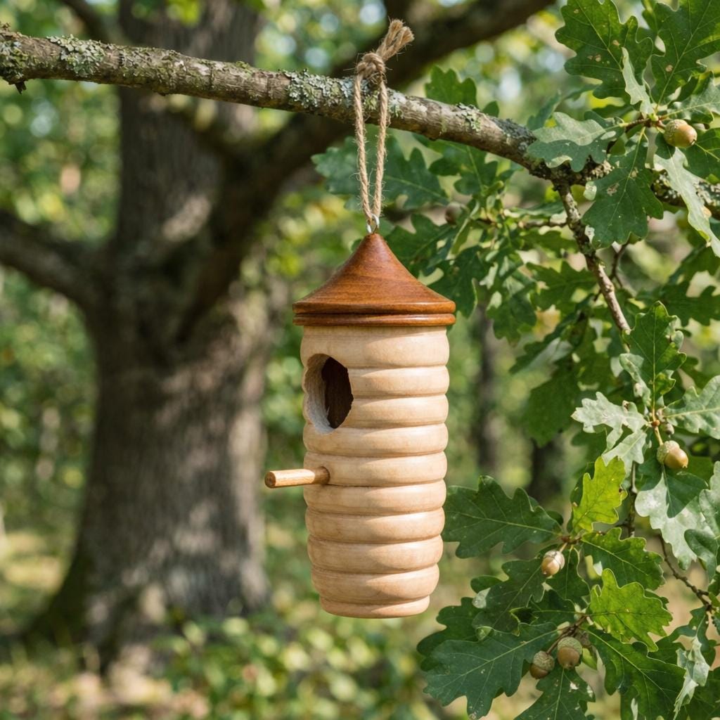 Handmade Wooden Mushroom Bird Feeder — Woodland Garden Decor - BIRDLOVER