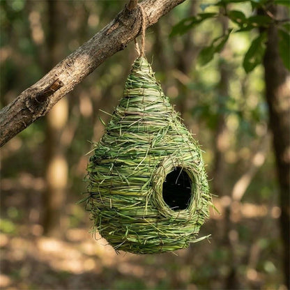 Handwoven Straw Bird Nest — Natural Grass Hanging Garden Decor - BIRDLOVER