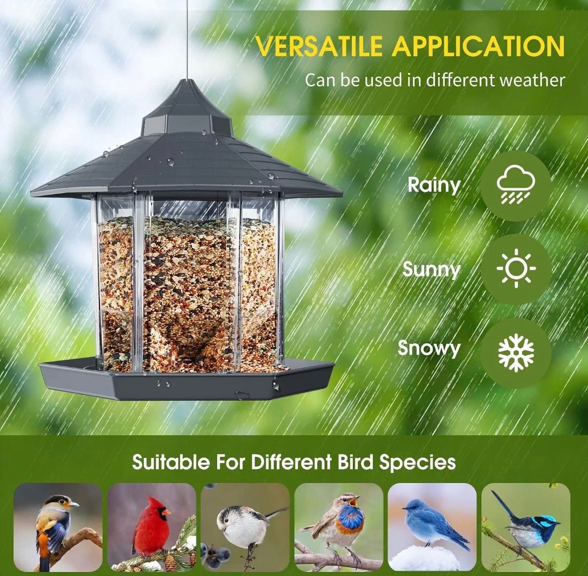 Hanging Bird Feeder: Squirrel Proof, Weather - Resistant, 3.2 LBS Capacity - BIRDLOVER