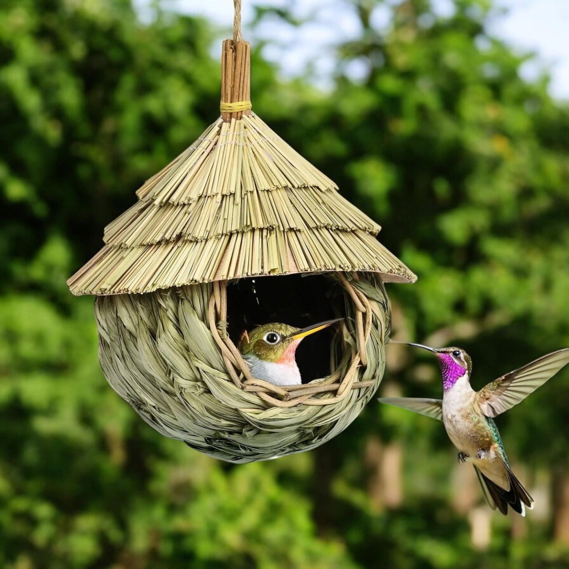 Hanging Willow Birdhouse — Handcrafted Hummingbird Haven - BIRDLOVER
