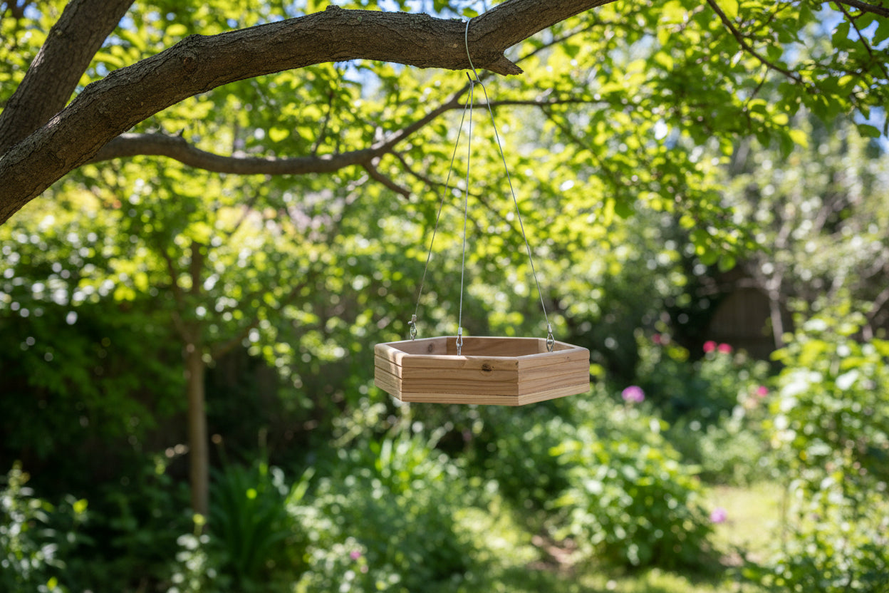 Hexagon Cedar Bird Feeder Tray - Handmade Platform Feeder - BIRDLOVER