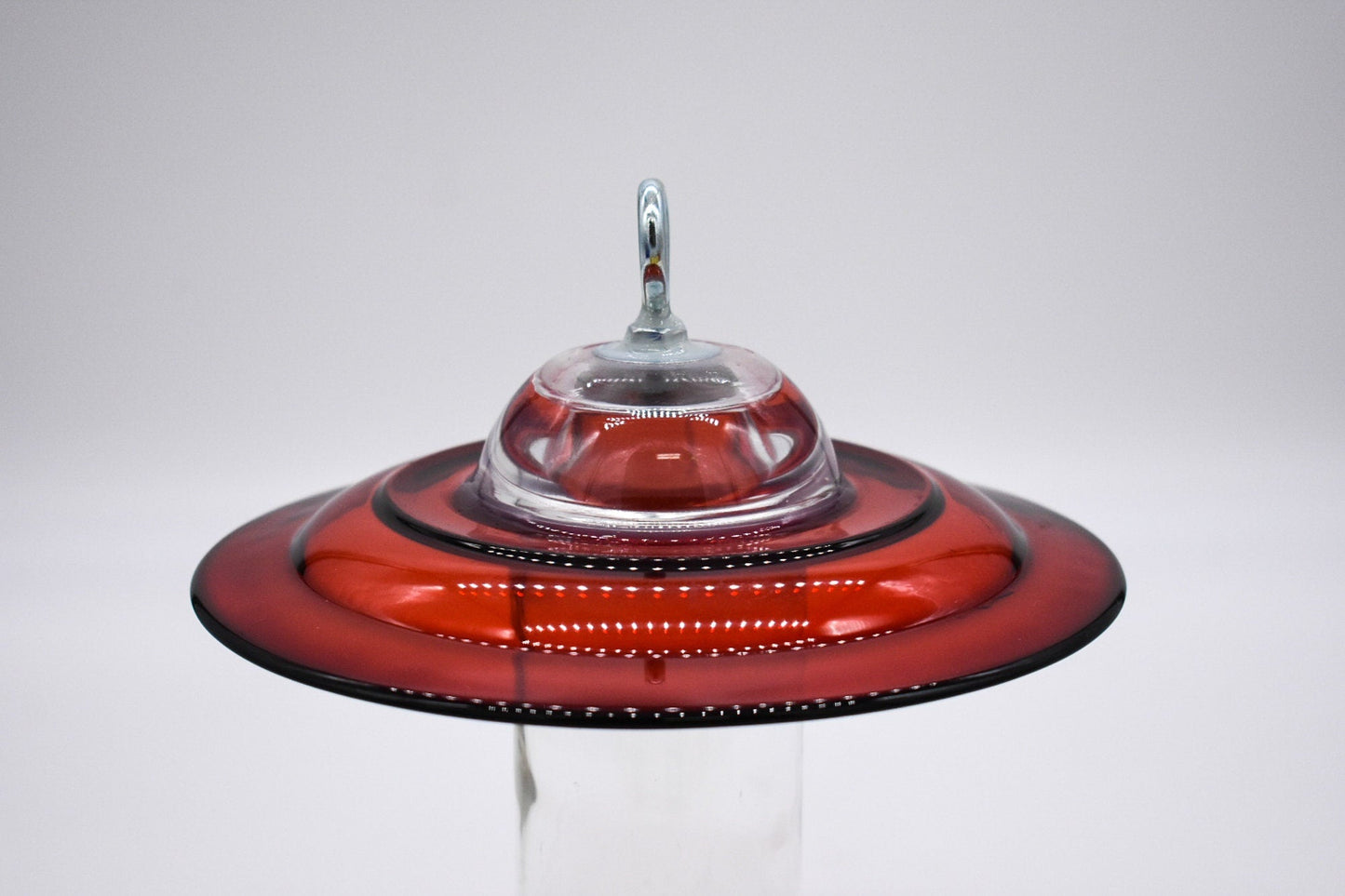 Hummingbird Feeder Bee Proof with choice of 8 oz Clear or Cobalt Bottle with Red Glass Plate - BIRDLOVER