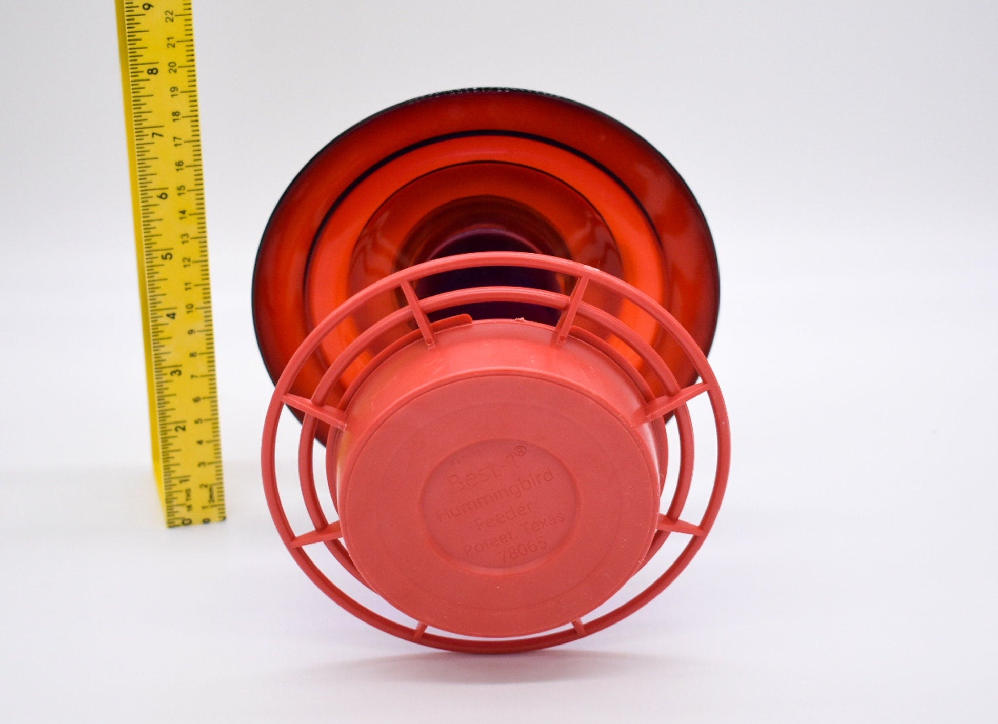 Hummingbird Feeder Bee Proof with choice of 8 oz Clear or Cobalt Bottle with Red Glass Plate - BIRDLOVER