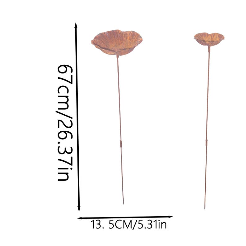 Metal Flower Bird Bath — Garden Stake Rustic Outdoor Garden Decor - BIRDLOVER