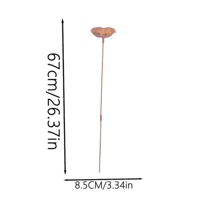 Metal Flower Bird Bath — Garden Stake Rustic Outdoor Garden Decor - BIRDLOVER