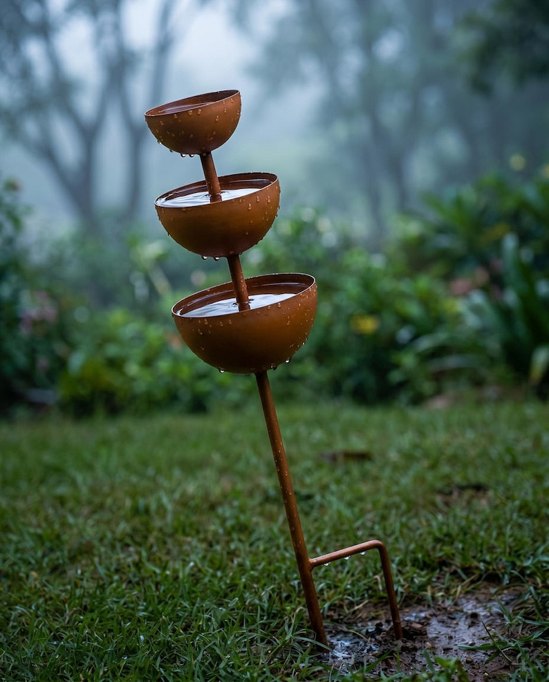Tiered Rustic Metal Bird Bath for Outdoor Gardens - BIRDLOVER